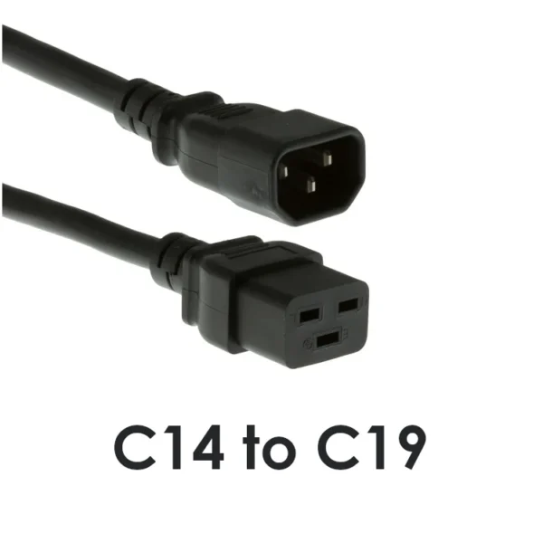 Yung Li AC Power Cables (Qty 9) IEC C14 to C19 3 Feet 16A 250V 14AWG Black PWRC14C19-03F-15A