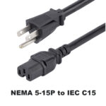 Cable_connector_NEMA_5-15p_to_IEC_C15 Cisco Volex IEC C15 to NEMA 5-15P 8 Feet AC Power Cables 13A 125V 16AWG Black 72-0770-01
