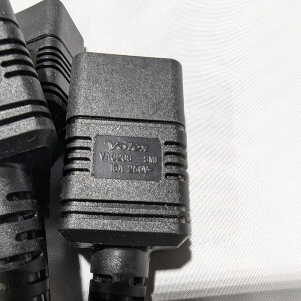Volex AC Extension Power Cable IEC C19 to C20 2 Feet 16A 250V 14AWG Black E62405 (3) Volex (Qty 5) AC Extension Power Cables IEC C19 to C20 2 Feet 16A 250V 14AWG Black E62405