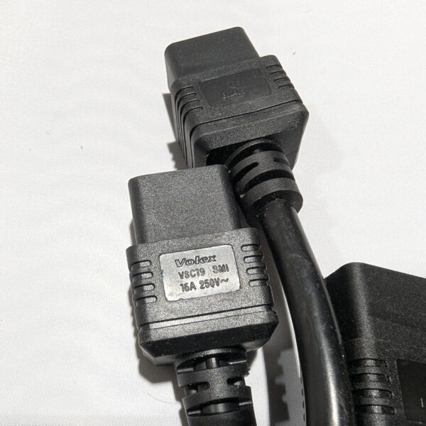 Volex AC Extension Power Cable IEC C19 to C20 2 Feet 16A 250V 14AWG Black E62405 (4) Volex (Qty 5) AC Extension Power Cables IEC C19 to C20 2 Feet 16A 250V 14AWG Black E62405