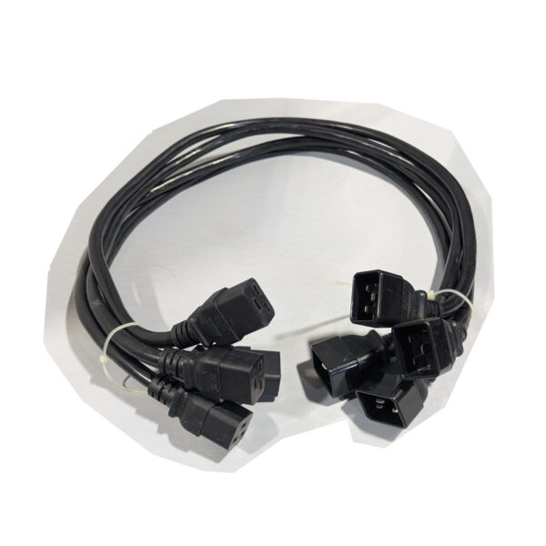 Well Shin (QTY 4) AC Extension Power Cords 20A 250V 12 AWG 3 Feet IEC C19 to C20 E90165-D