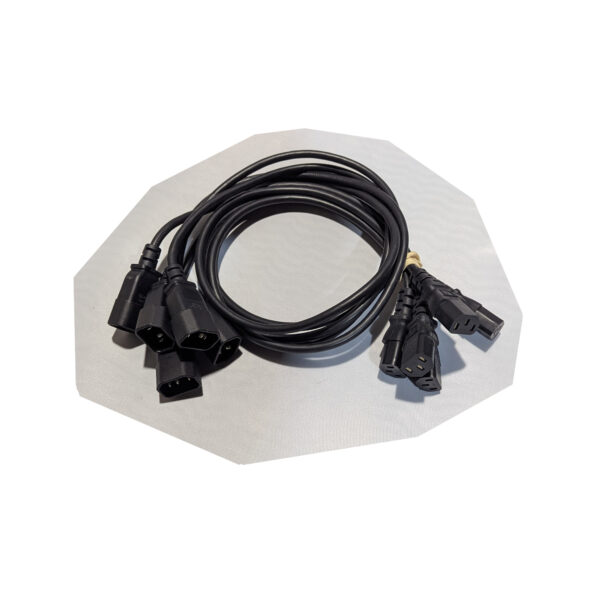 Well Shin (QTY 5) E115330 AC Extension Power Cords 10A 250V 18 AWG 3 Feet IEC C13 to C14