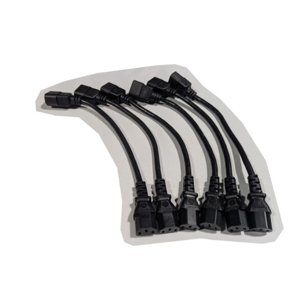 Well Shin (QTY 6) AC Extension Power Cords 10A 250V 18 AWG 1 Foot IEC C13 to C14 (E115330)