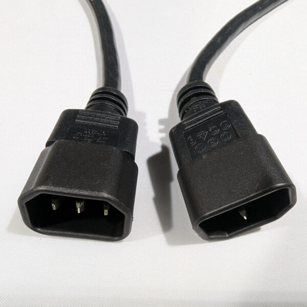 Well Shin (QTY 6) AC Extension Power Cords 10A 250V 18 AWG 1 Foot IEC C13 to C14 (E115330)