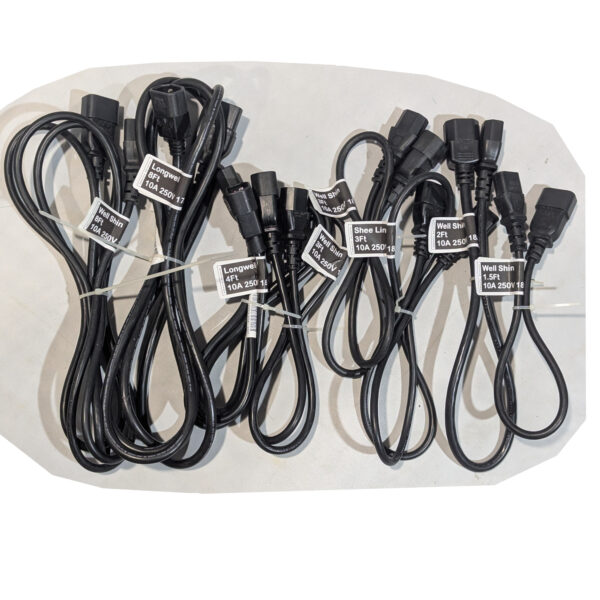 Well Shin (QTY 8) Mixed Length IEC C13 to C14 AC Power Cords 10A 250V 18AWG