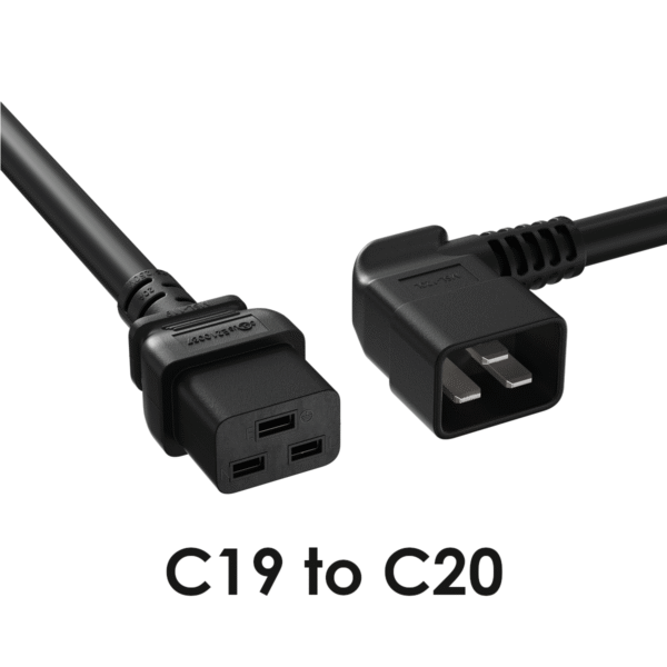 c19 to c20 Well Shin (QTY 2) AC Extension Power Cords 16A 250V 14 AWG 4 Feet IEC C19 to C20 E90165-D