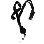 Flat Tubular Lanyard w/ Breakaway & Slotted Reel 5/8" (16 mm) - Quantity 10 Blk