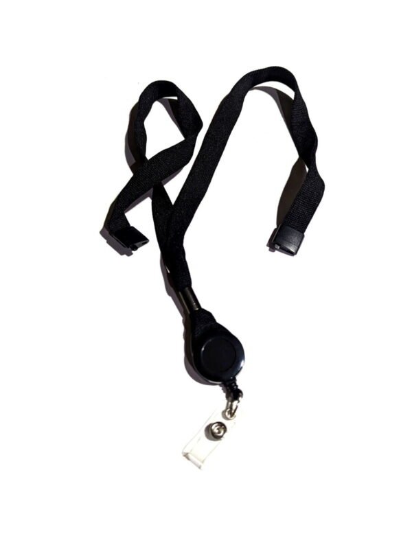 Flat Tubular Lanyard w/ Breakaway & Slotted Reel 5/8" (16 mm) - Quantity 10 Blk - Image 3